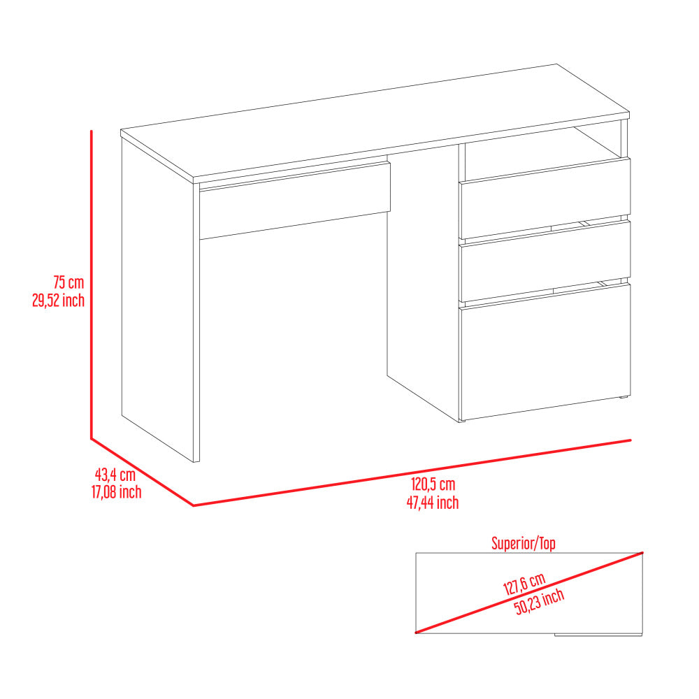 Louisiana Writing Computer Desk with 3 Storage