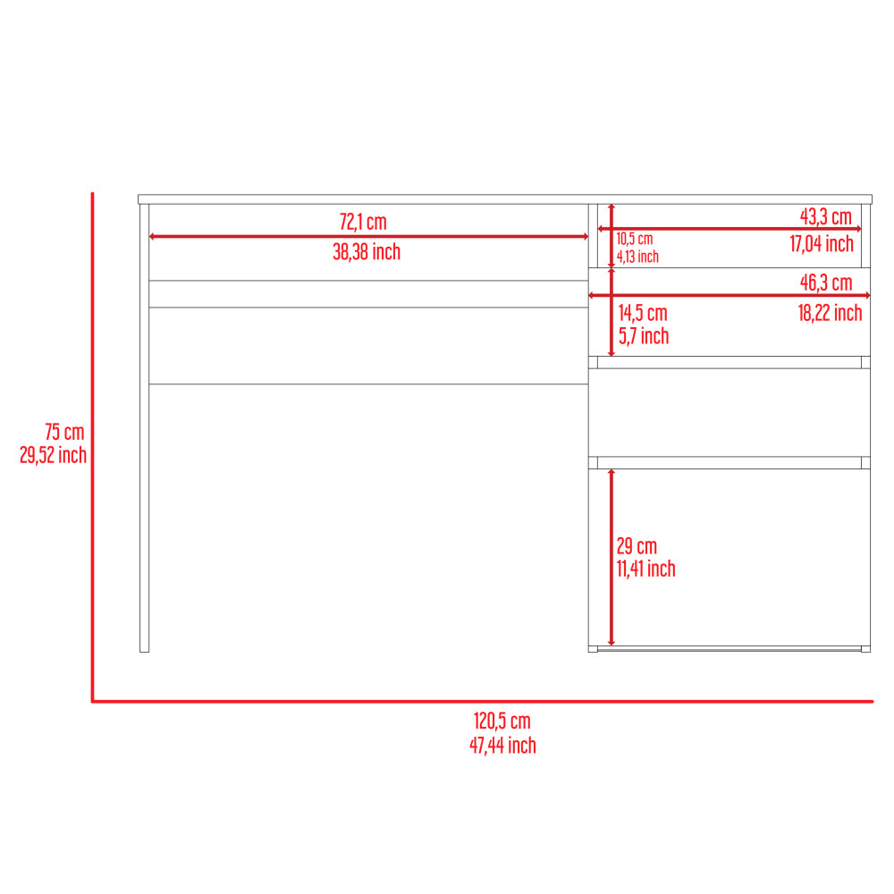 Louisiana Writing Computer Desk with 3 Storage