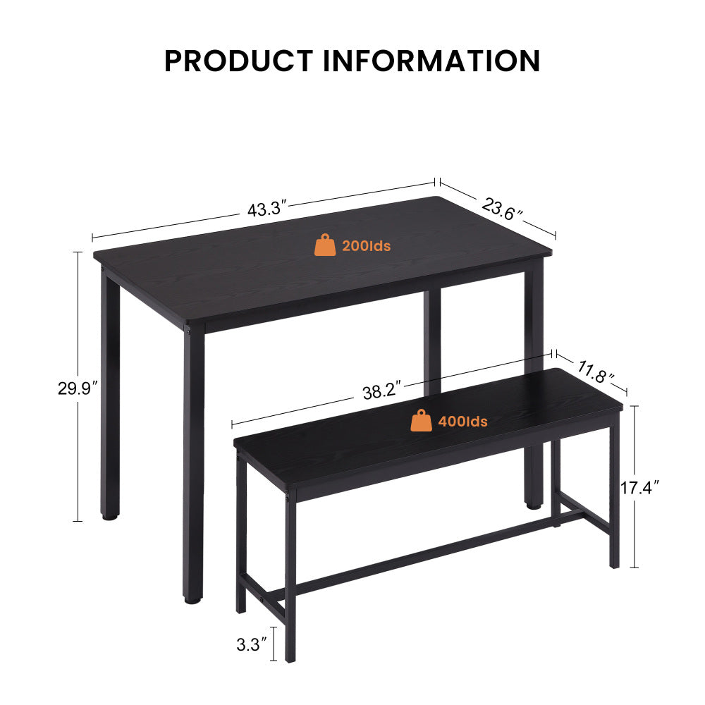 43.3" Industrial Dining Table Set for 4