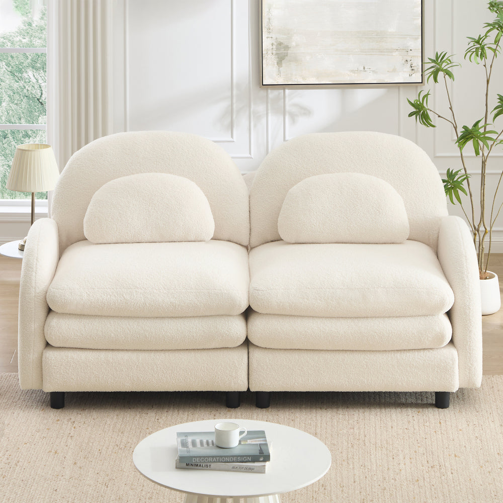 2-Seat Modular Teddy Fabric Cloud Sofa
