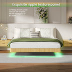 Oak King Floating Bed Frame with LED Lights