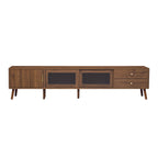 76" Modern Minimal Glass-Doors TV Stand for TVs