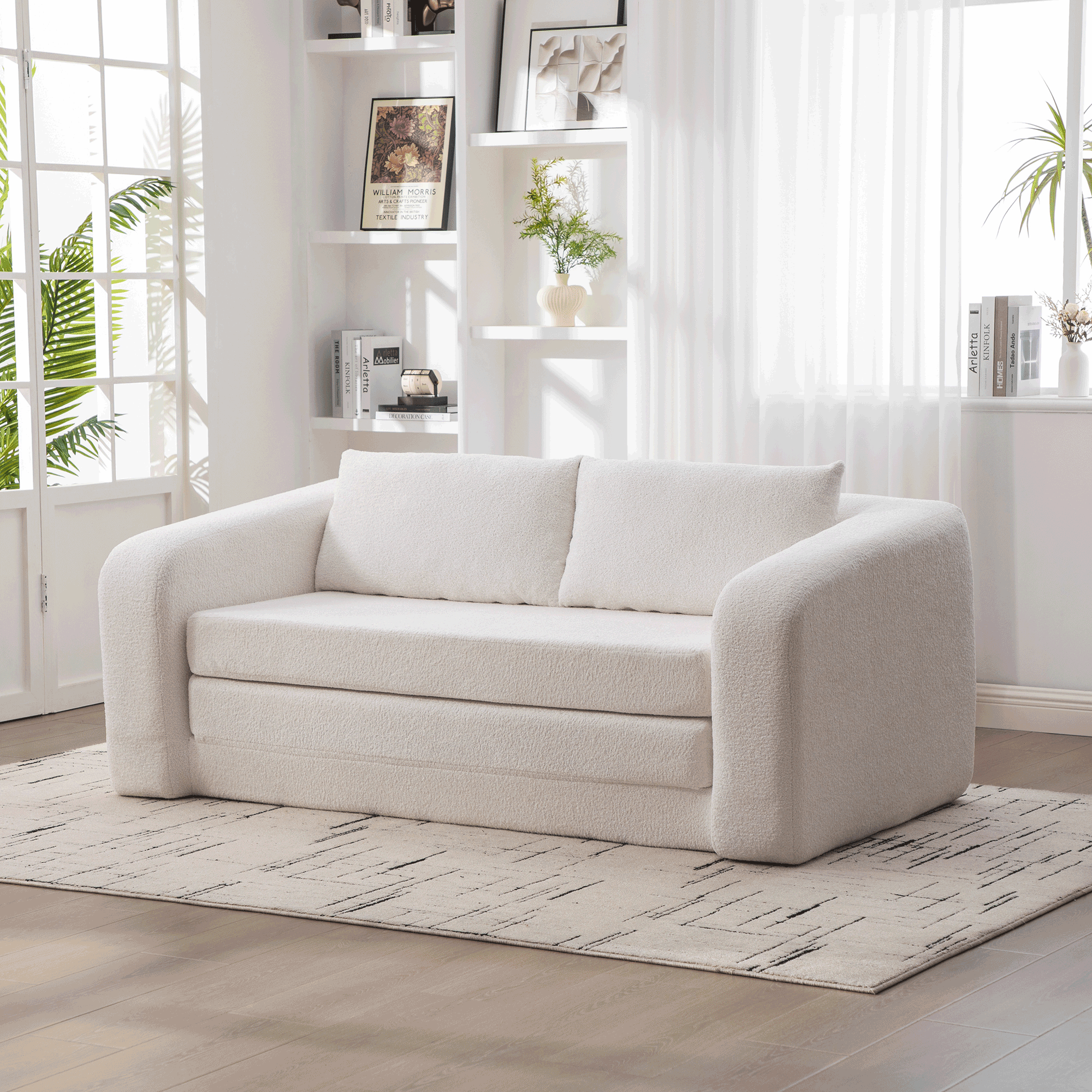 71" 2-in-1 Pull Out Foldable Loveseat Sofa Bed