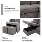 104.5" Modern L-Shape 3 Seat Reversible Sectional