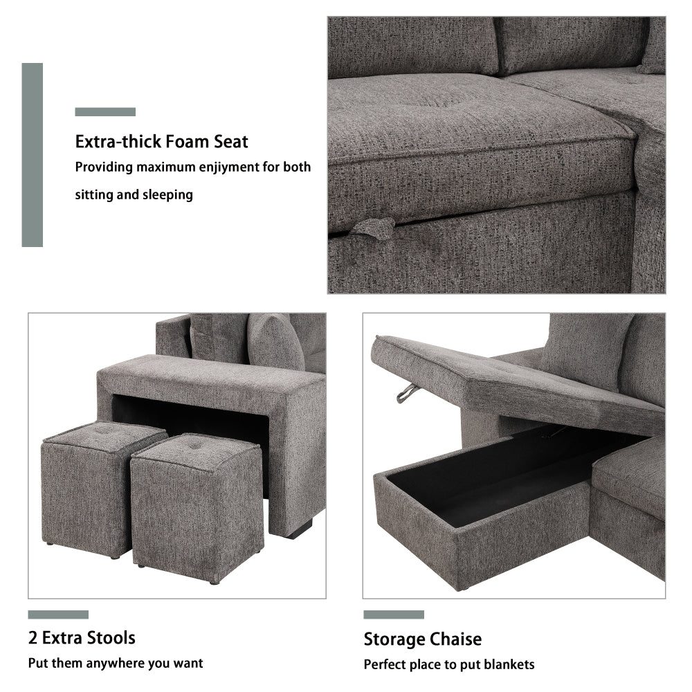 104.5" Modern L-Shape 3 Seat Reversible Sectional