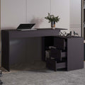 Wenge L-Shaped Desk with 3 Drawers and Storage
