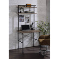 Rustic Oak and Black 2-Shelf Writing Desk