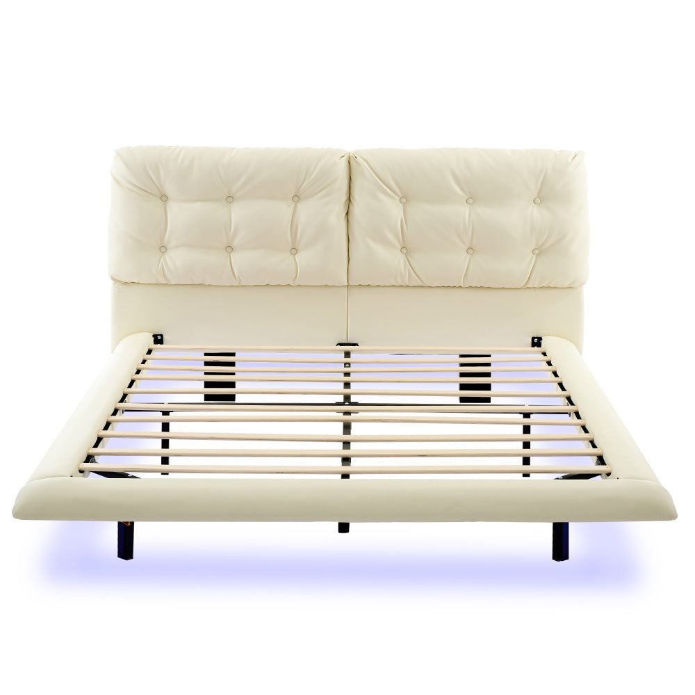 PU Leather Floating Platform Bed