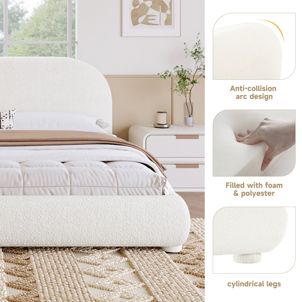 Boucle Upholstered Platform Bed