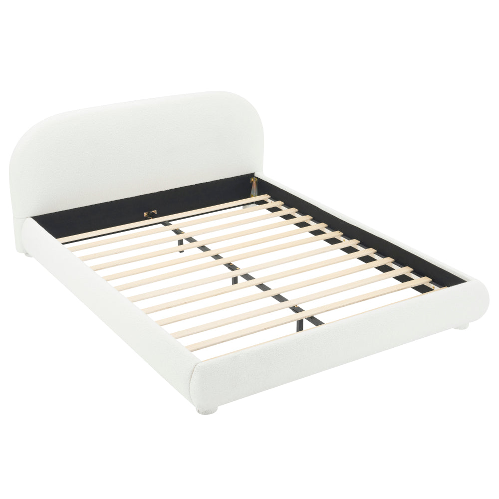 Boucle Upholstered Platform Bed