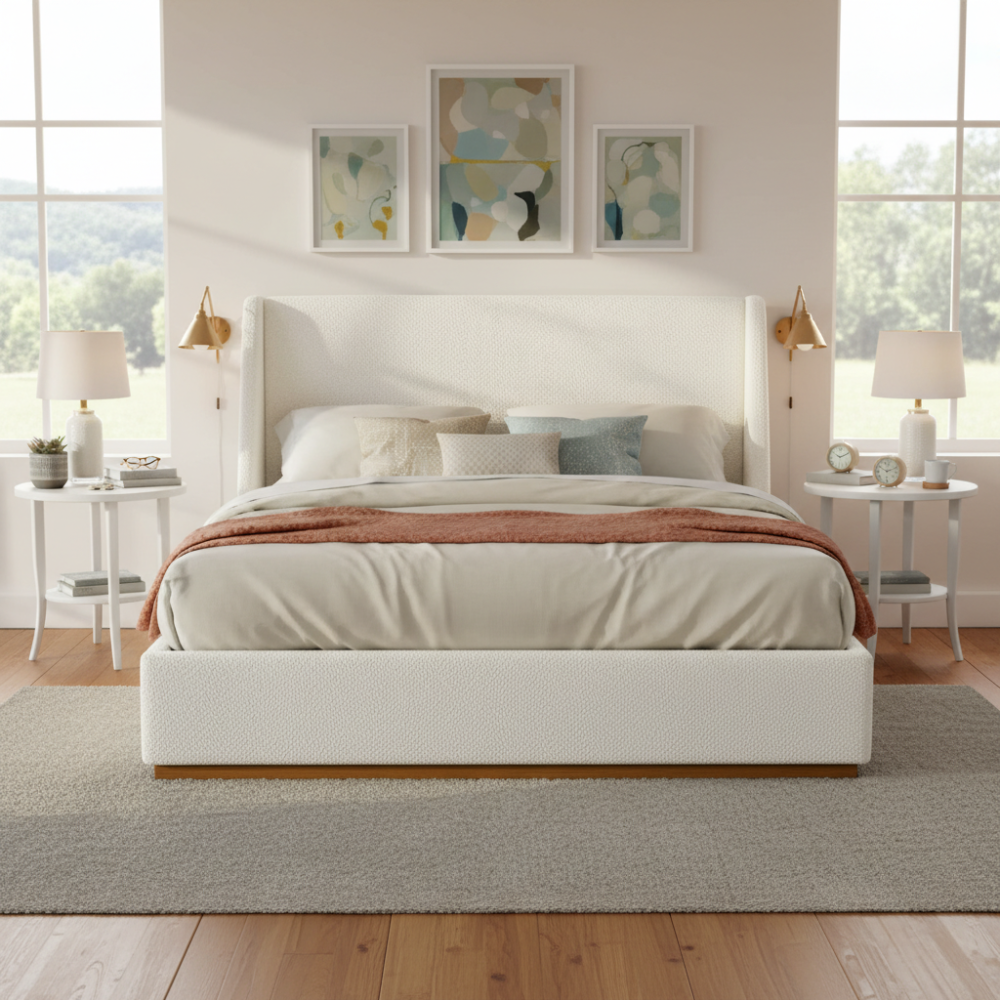 Luxury Wingback Platform Bed