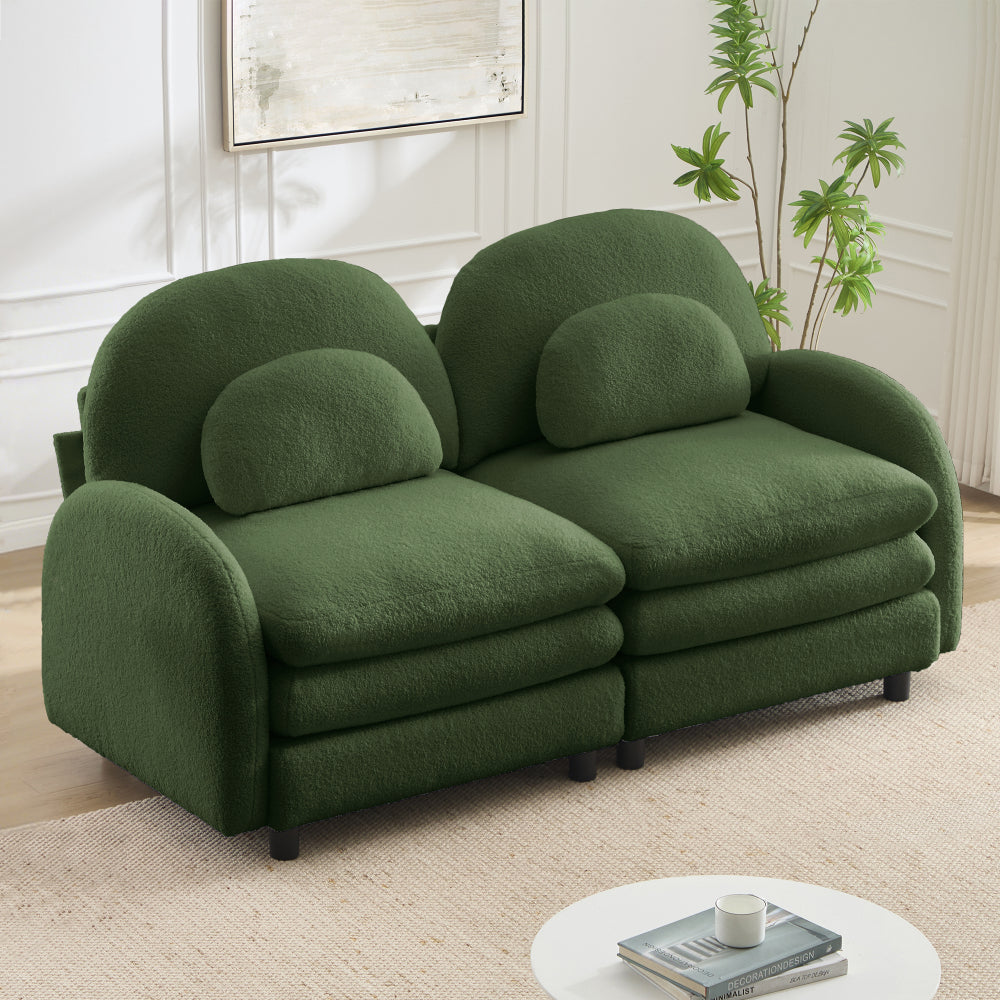 2-Seat Modular Teddy Fabric Cloud Sofa