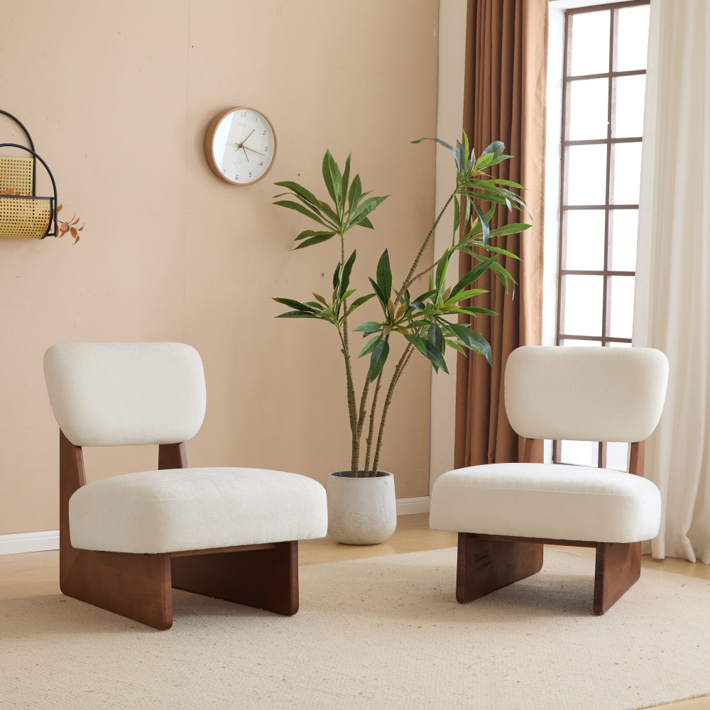 Modern Beige Lounge Chair with Polyester