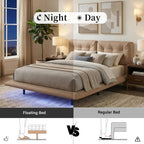 PU Leather Floating Platform Bed