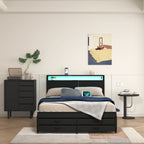 Metal Platform Bed with 4 Storage Drawers