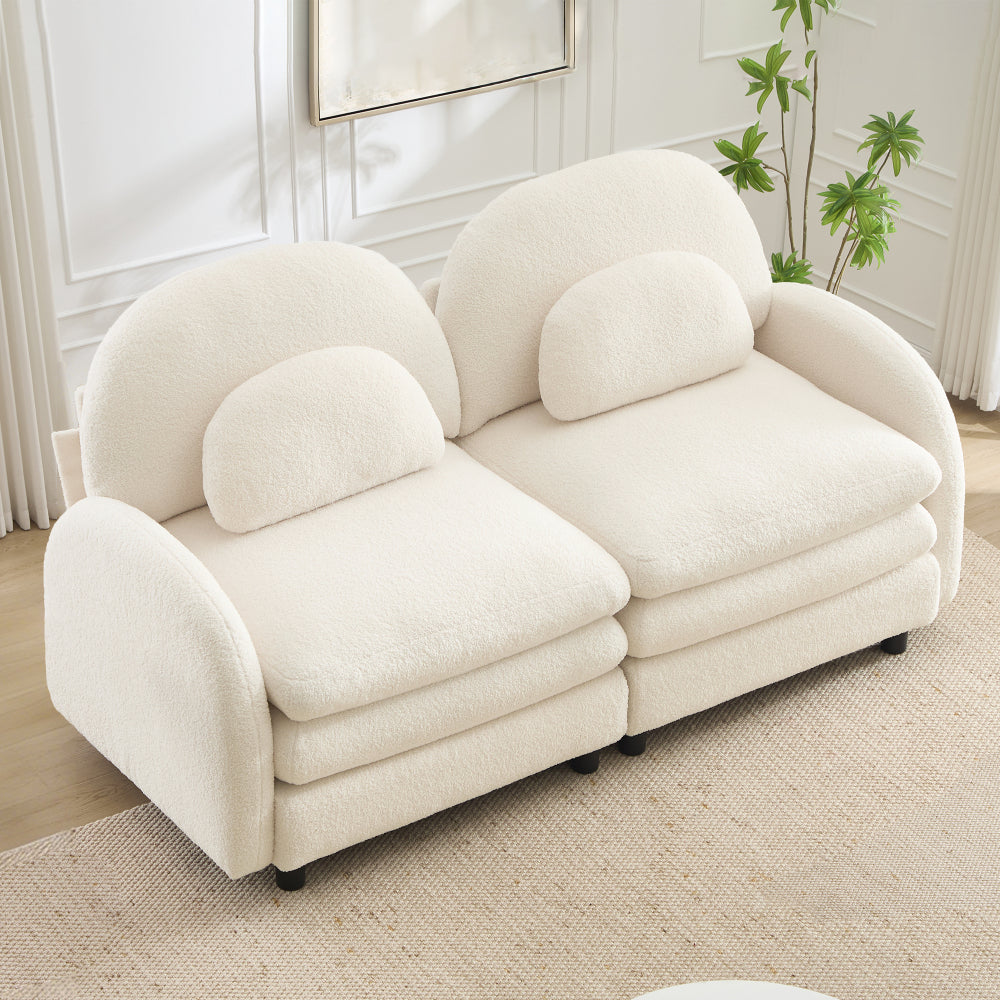 2-Seat Modular Teddy Fabric Cloud Sofa