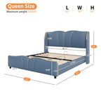 PU Leather Wingback Platform Bed