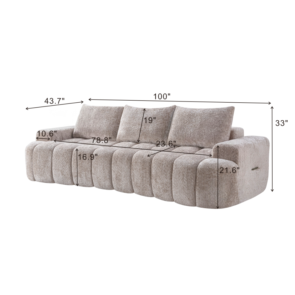 100" Extra Large Curved Front Sofa
