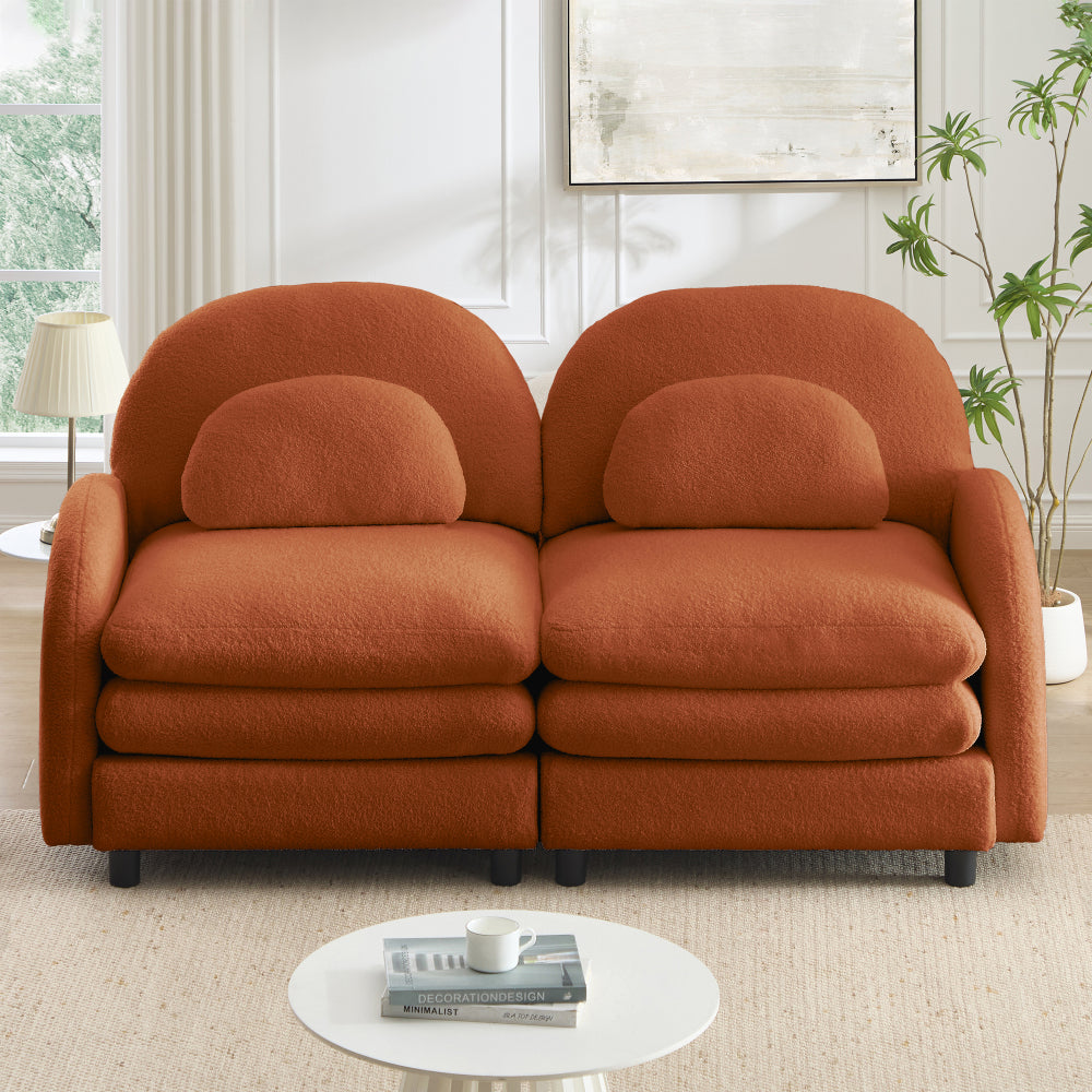 2-Seat Modular Teddy Fabric Cloud Sofa