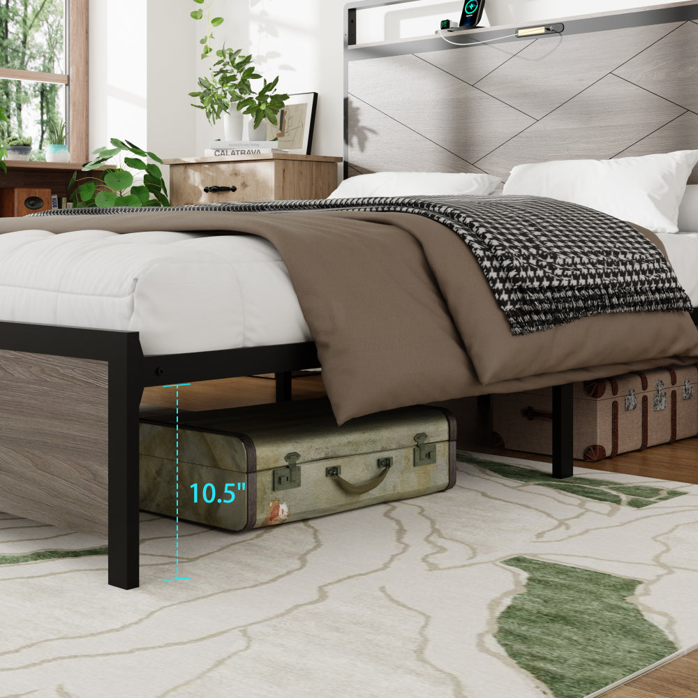 Wood & Metal Platform Bed