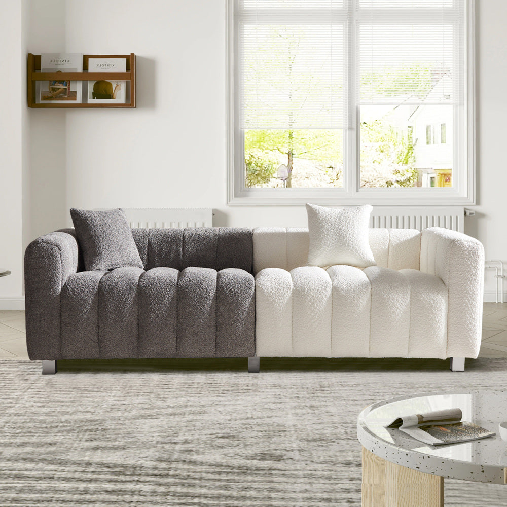 83.46" Modern Bubble Modular 3-Seat Velvet Sofa