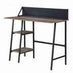 Rustic Oak and Black 2-Shelf Writing Desk