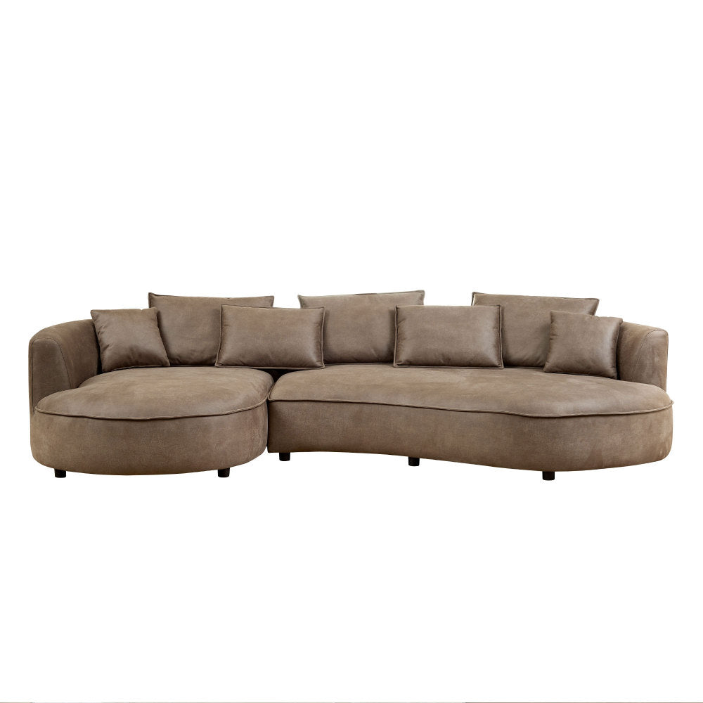 128.74" Modern Curved L-Shape Sectional Sofa
