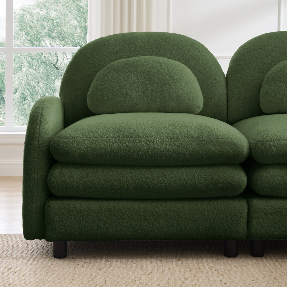 2-Seat Modular Teddy Fabric Cloud Sofa