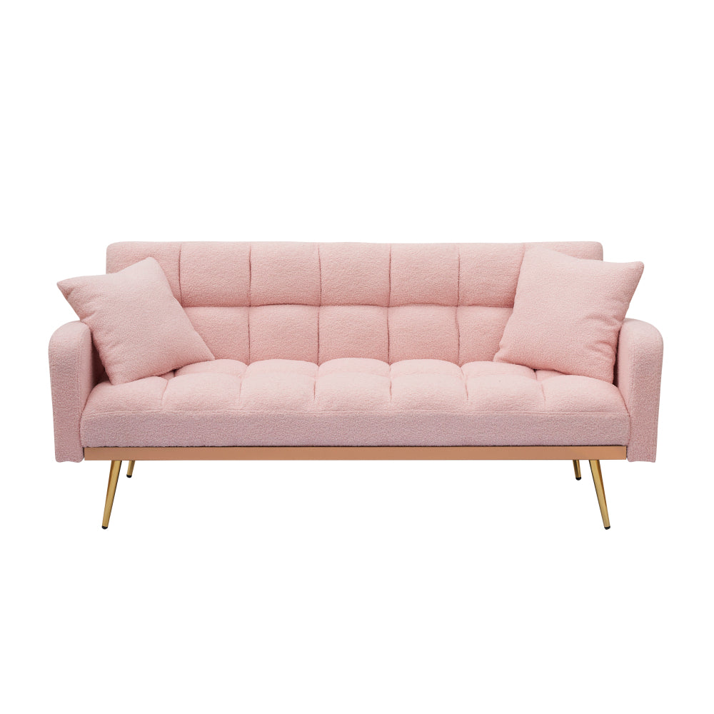 69" Soft Teddy Fleece Convertible Sofa Bed