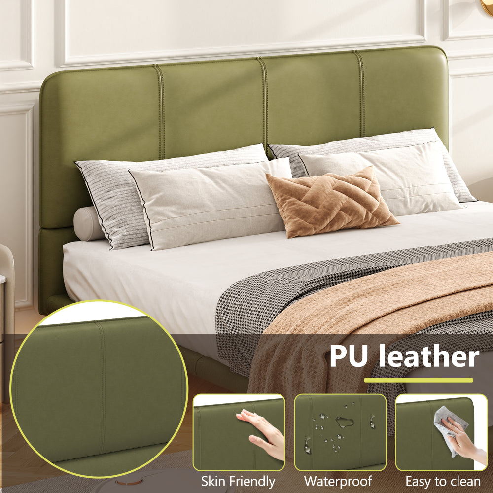 Floating PU Leather Platform Bed