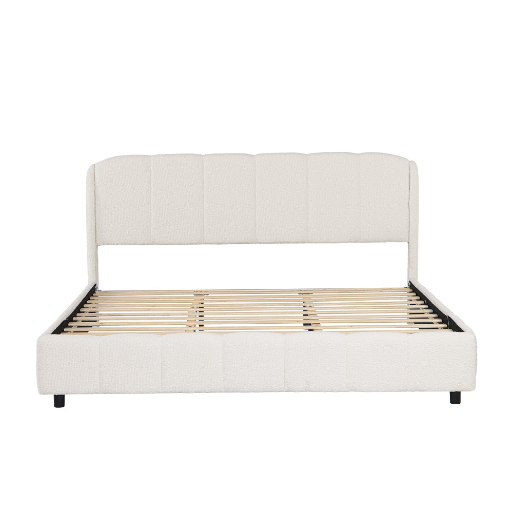 Boucle Upholstered Platform Bed