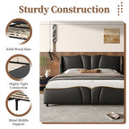 PU Leather Wingback Platform Bed
