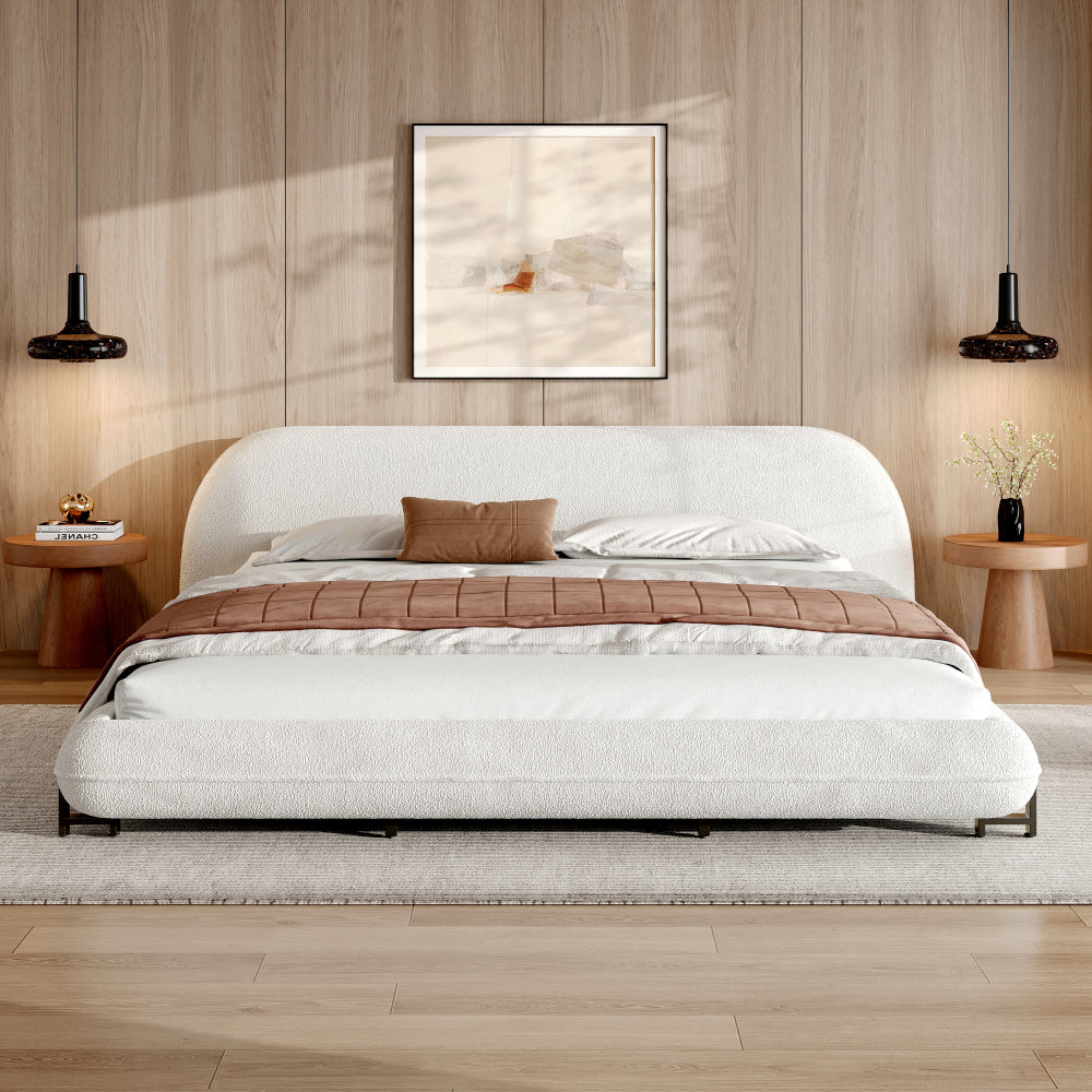 Boucle Upholstered Platform Bed