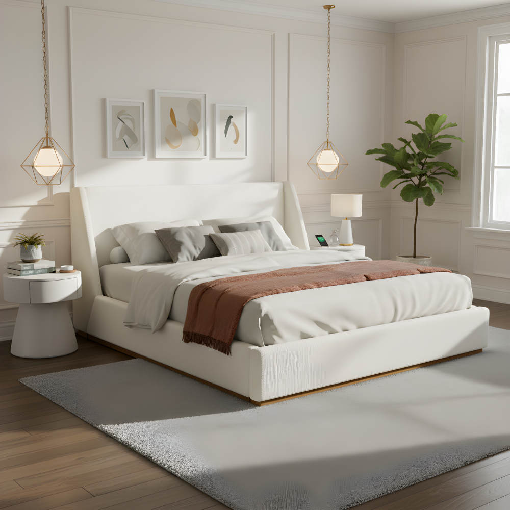 Luxury Wingback Platform Bed