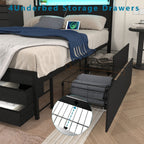 Metal Platform Bed with 4 Storage Drawers