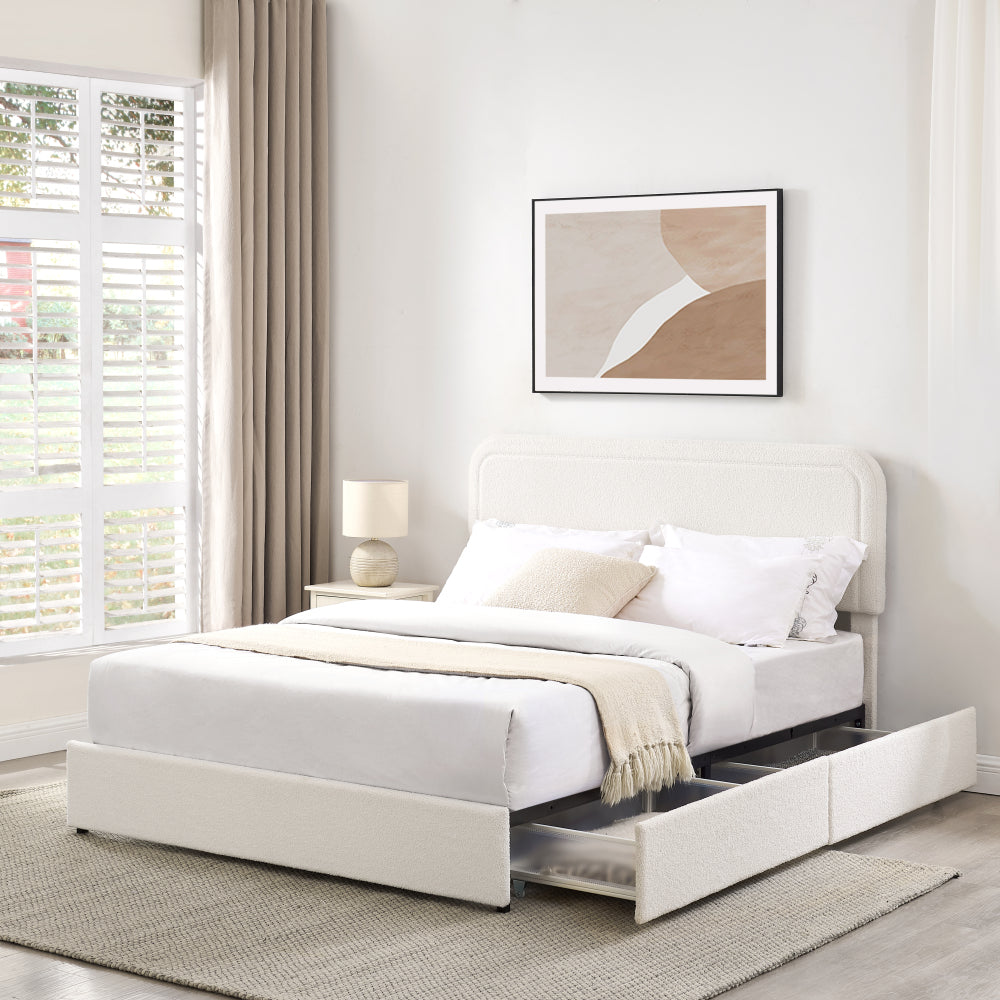 Platform Storage Bed with 4 Built-In Drawers