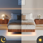 Oak King Floating Bed Frame with LED Lights