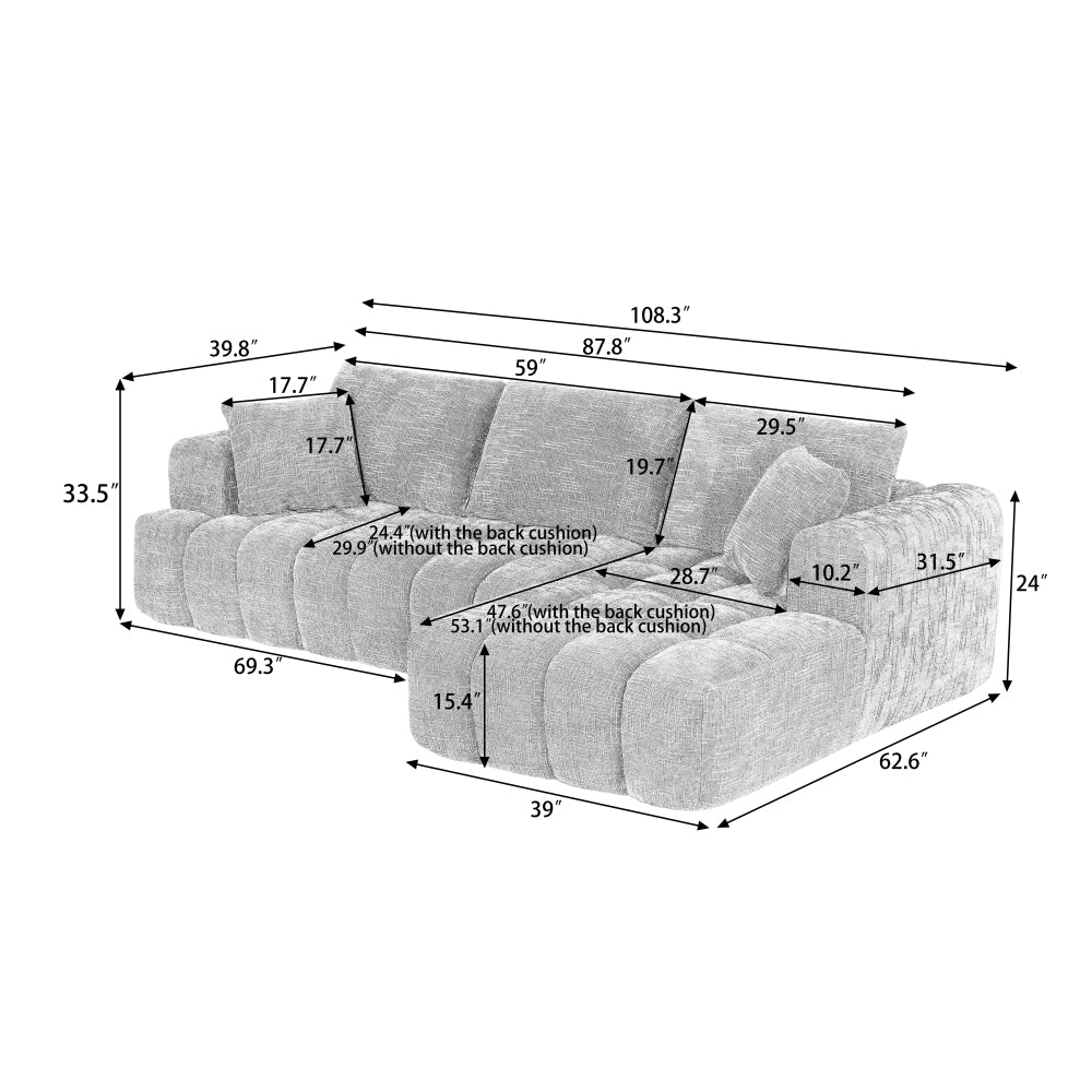 Chenille L-Shape Luxury Sectional Oversized Sofa