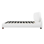 Cream Boucle Upholstered Platform Bed