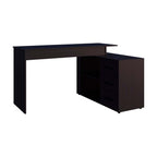 Wenge L-Shaped Desk with 3 Drawers and Storage