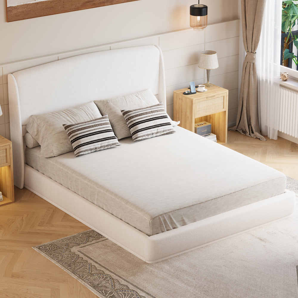 Linen Upholstered Platform Bed