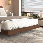 Wood Platform Bed with Bookshelf Storage Headboard