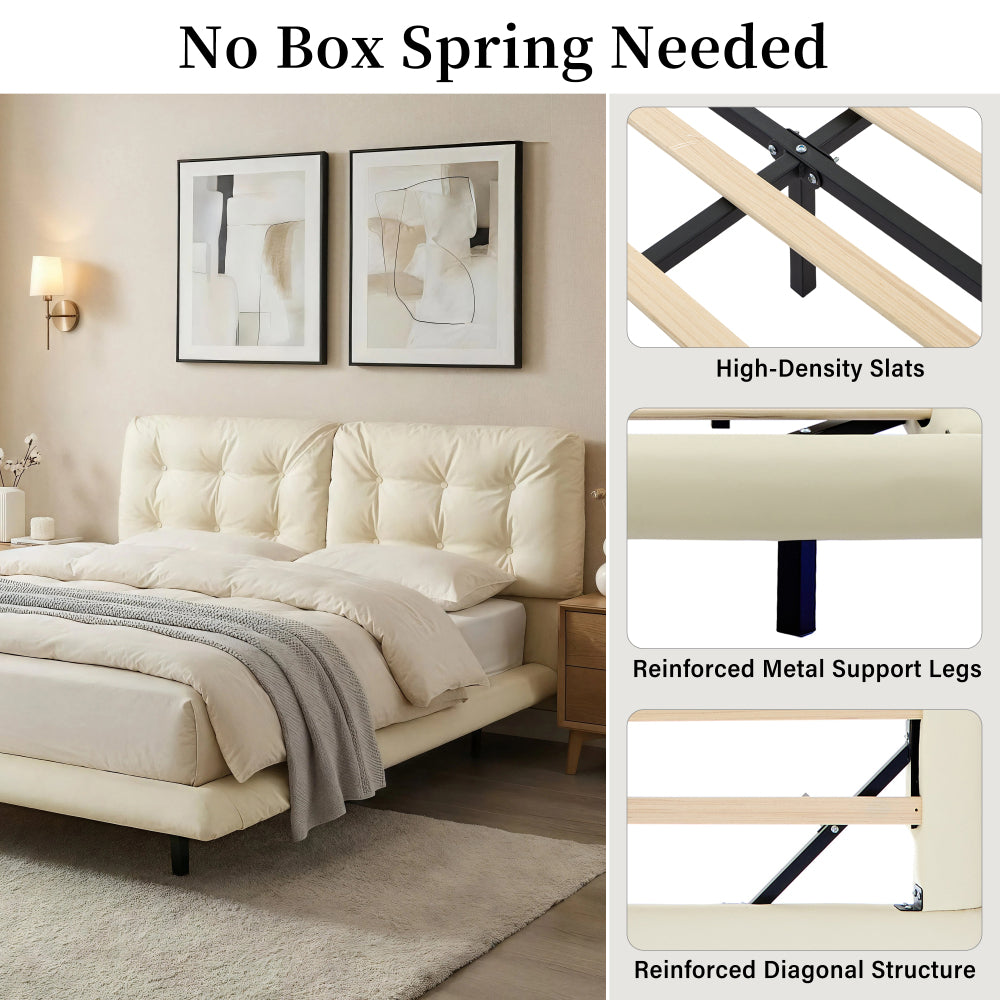 PU Leather Floating Platform Bed