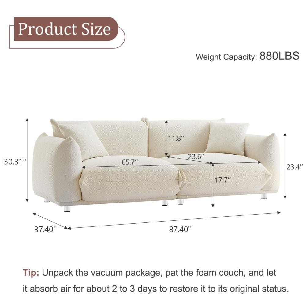87.4" Sherpa Cloud 3-Seater Loveseat Sofa