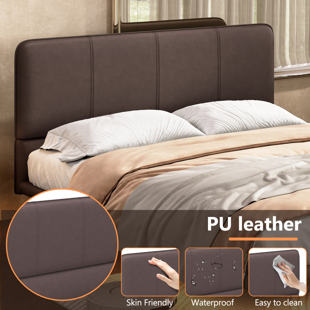 Floating PU Leather Platform Bed