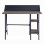Rustic Oak and Black 2-Shelf Writing Desk