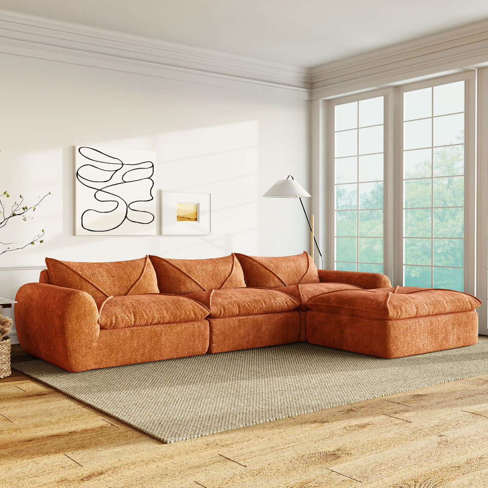 116" Fully Compressed 4-Seat Chenille Sectional