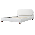Cream Boucle Upholstered Platform Bed