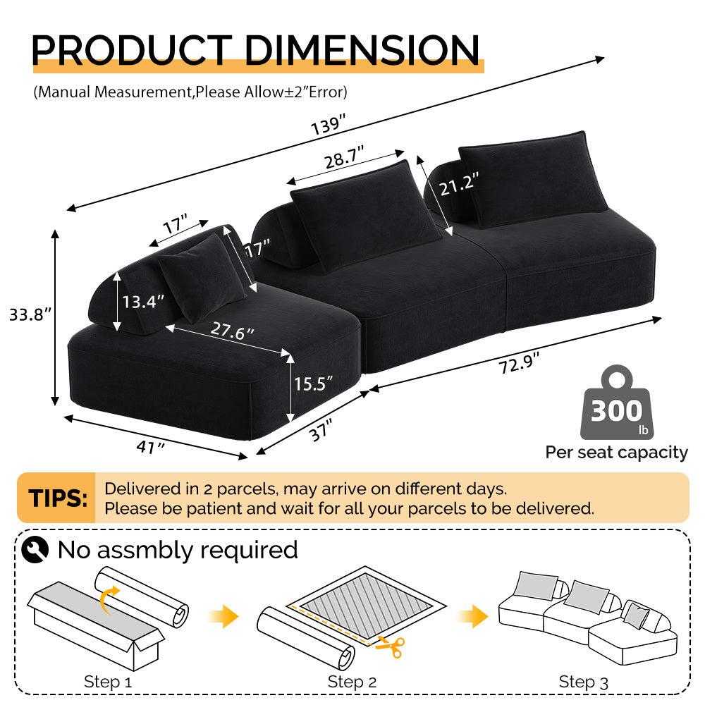139" Oversized Modular Sectional Sofa