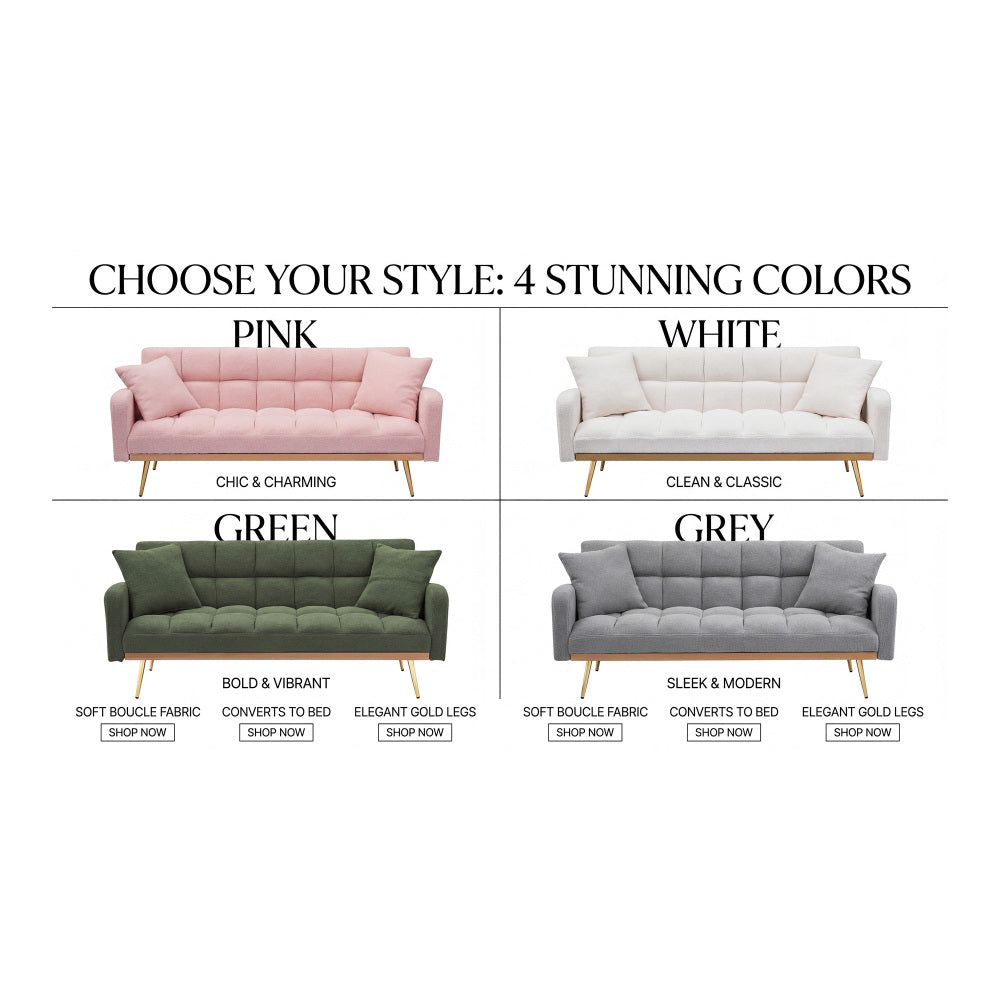 69" Soft Teddy Fleece Convertible Sofa Bed
